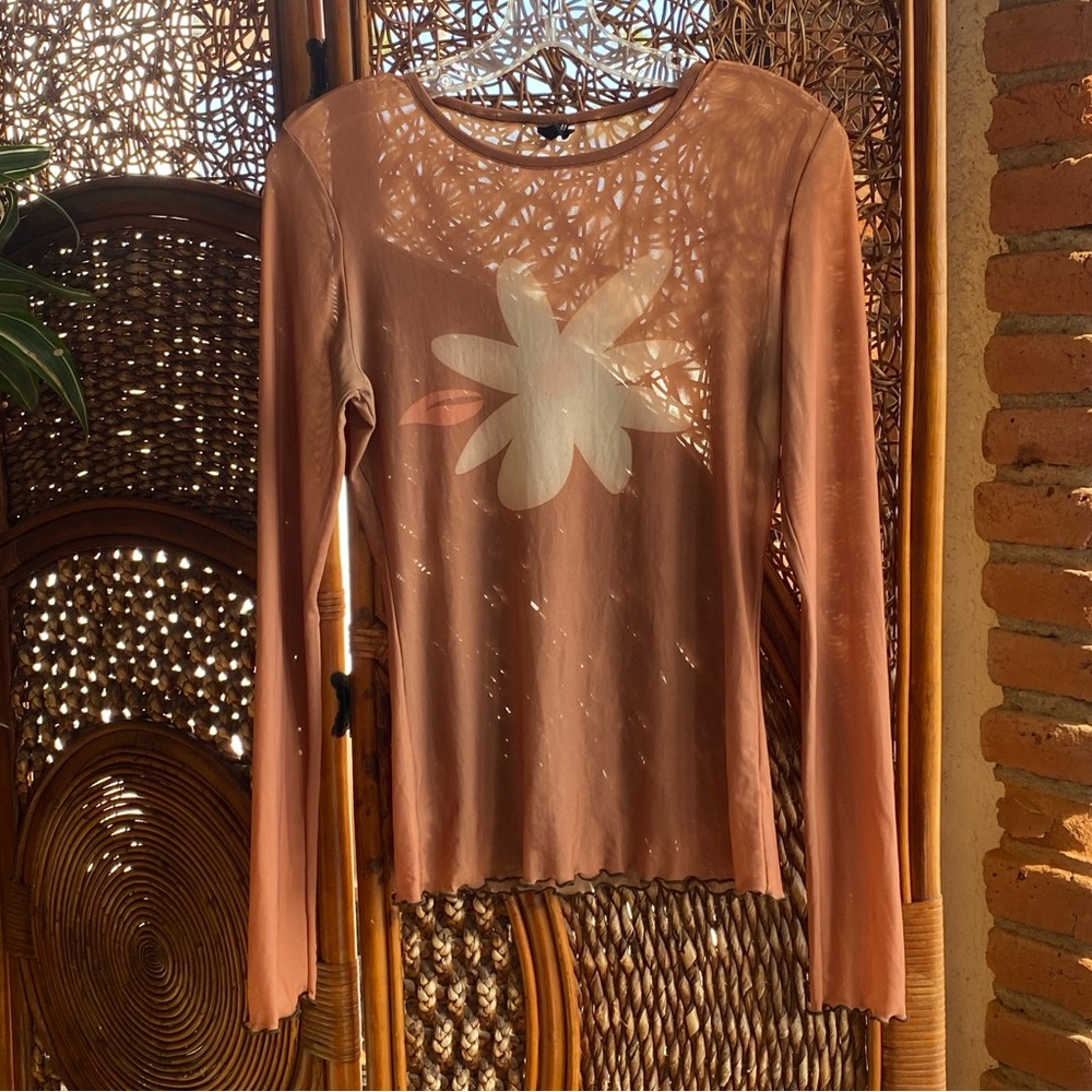 Urban Outfitters Out From Under Floral Sheer Long Sleeve Top Great Condition